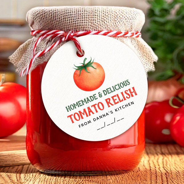 Étiquette de Relish de Tomate Maison avec tomate r (Créateur téléchargé)