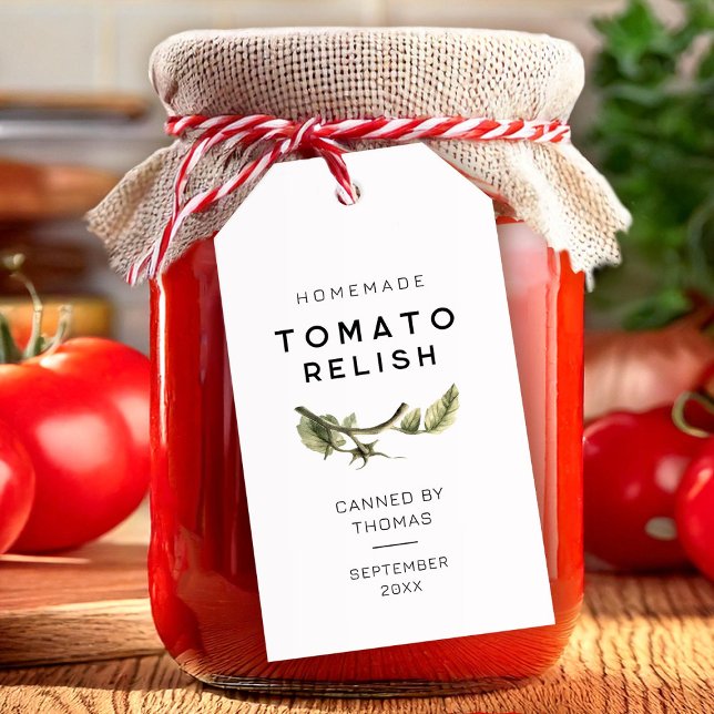 étiquette de Relish de Tomate Moderne avec feuille (Créateur téléchargé)