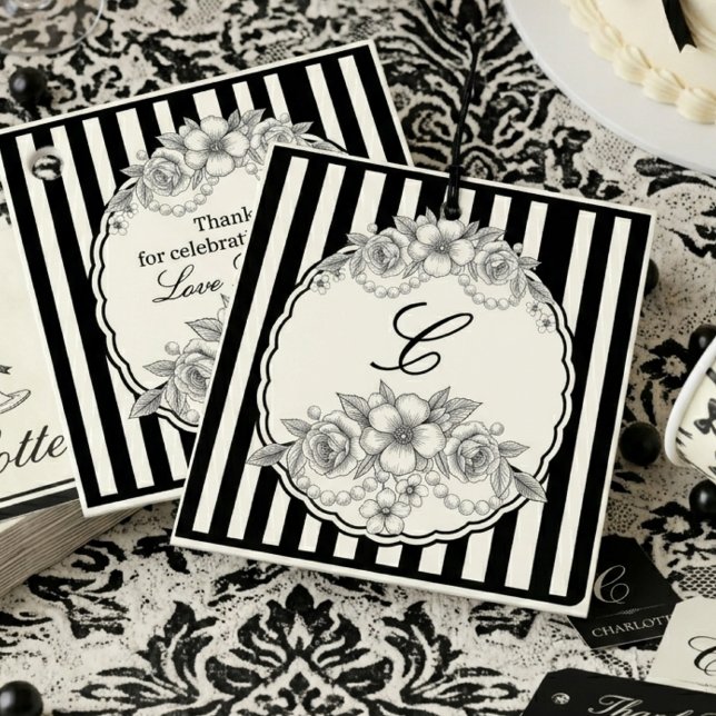 Étiquette de remerciement à motif floral Monogramm (Créateur téléchargé)