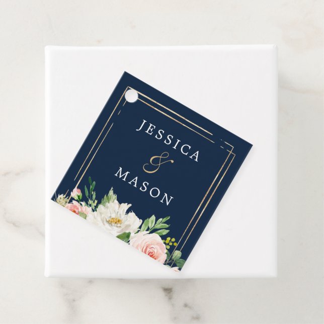 Étiquette de Remerciement Bleu Nuit Or (En situation)