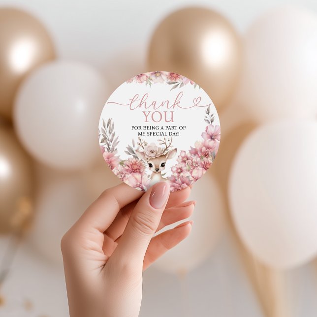 Étiquette de remerciement d'anniversaire de cerf f (Créateur téléchargé)