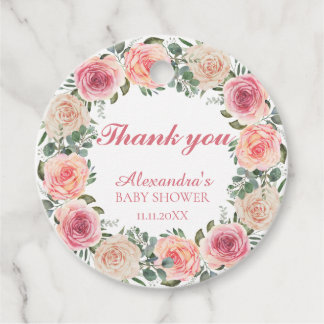 Étiquette de remerciement de baby shower Fleur Cad