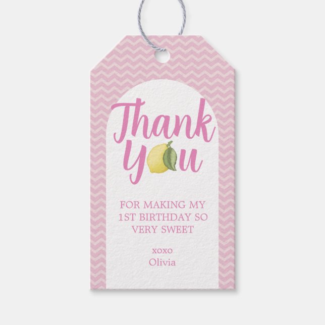 Étiquette de remerciement de citronnade rose pour  (Devant)