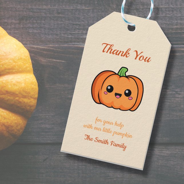 Étiquette de remerciement de citrouille mignonne (Thank You Cute Pumpkin Gift Tag)