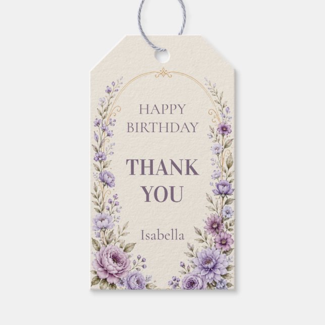 Étiquette de remerciement de fête d'anniversaire e (Devant)