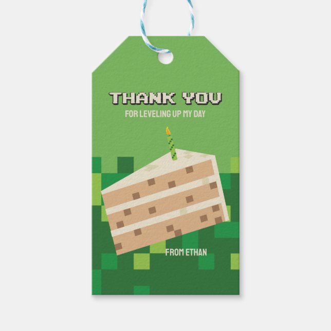 Étiquette de remerciement de fête de gamer pixelis (Devant)