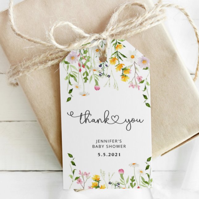 Étiquette de remerciement de fleur sauvage aquarel (Créateur téléchargé)