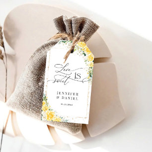 Étiquette de remerciement de mariage à fleurs jaun