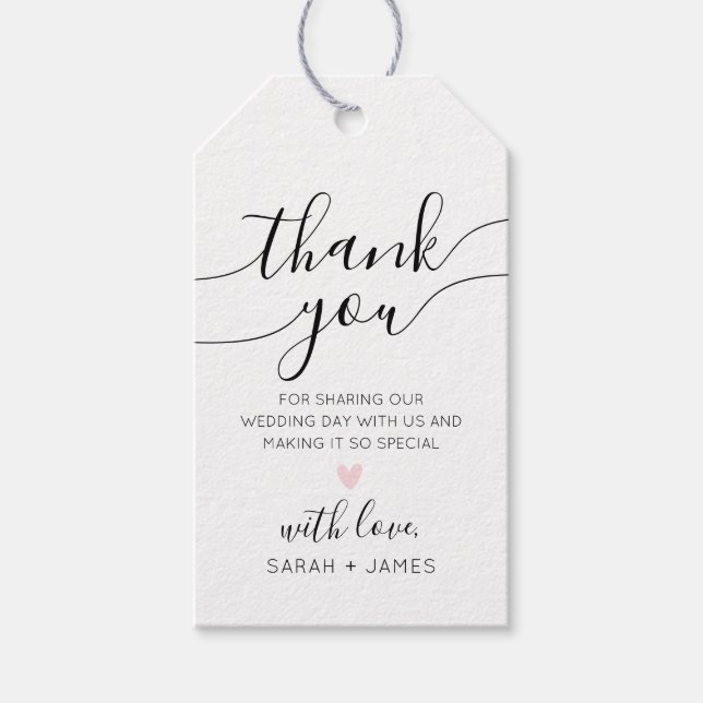 Étiquette de remerciement de mariage avec calligra (Devant)