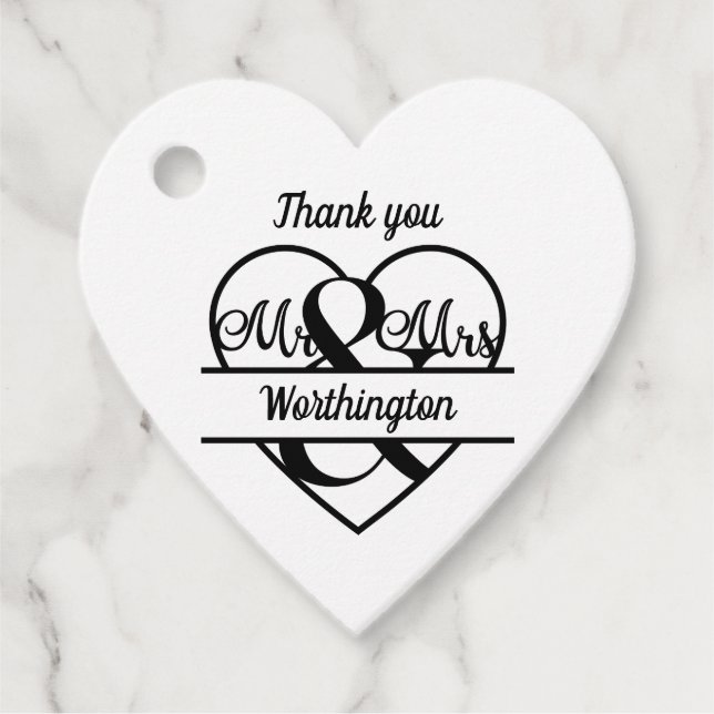 Étiquette de remerciement de mariage avec monogram (Devant)