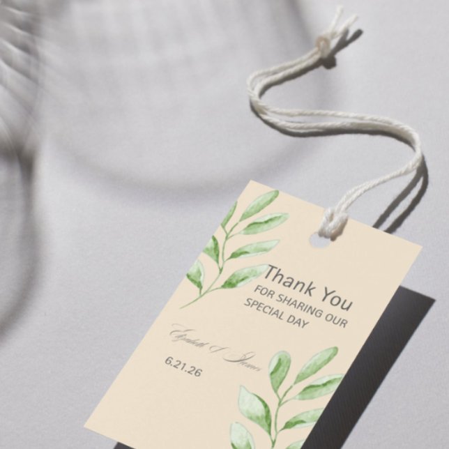Étiquette de remerciement de mariage Botanical Cla (Botanical Classic Thank You Wedding Favor Tag)
