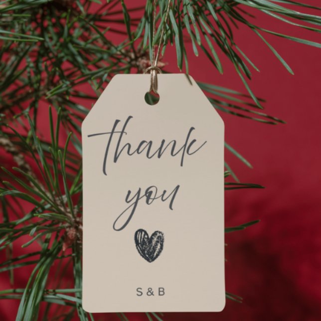 Étiquette de remerciement de mariage classique int (Timeless Classic Wedding Thank you Favor Tag)