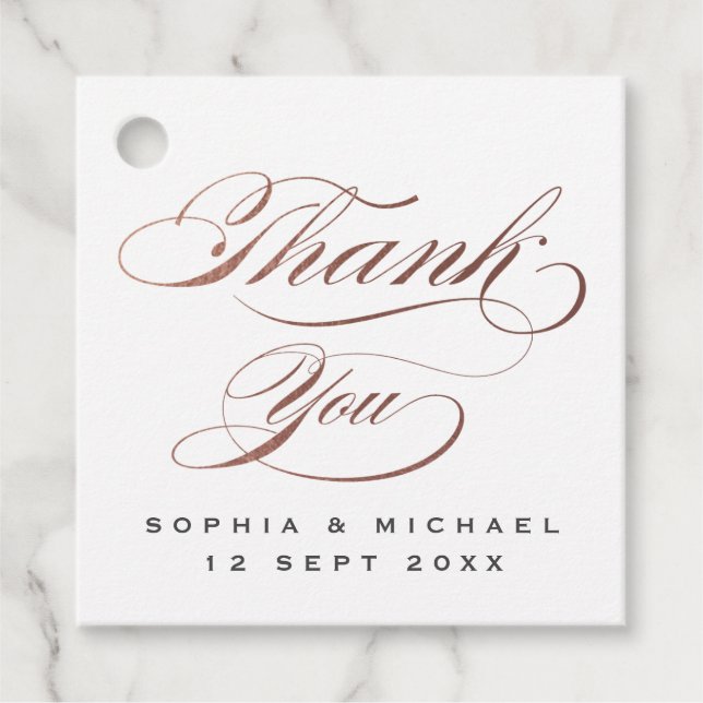 Étiquette de remerciement de mariage en calligraph (Devant)