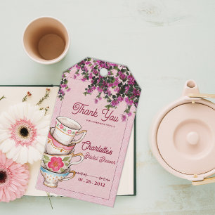 Étiquette de remerciement de mariage floral de tas