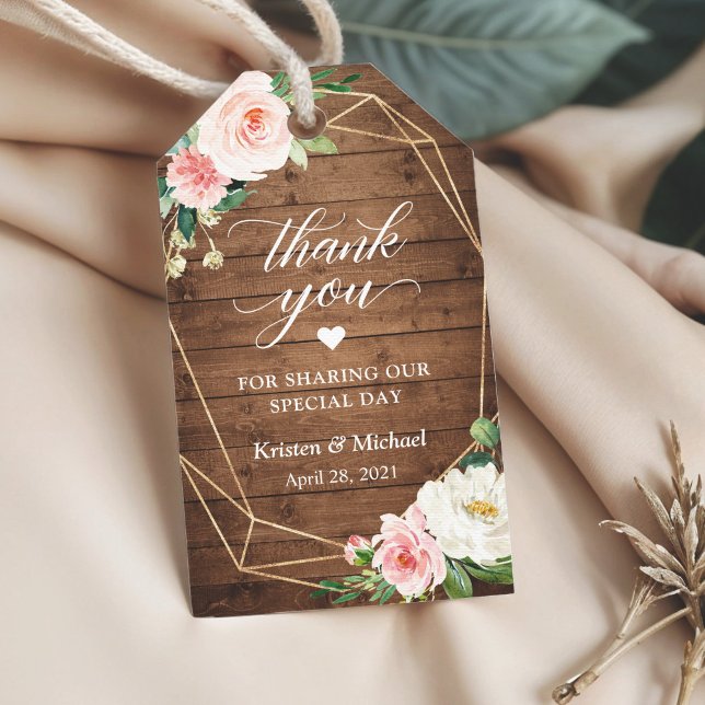 Étiquette de remerciement de mariage florale géomé (Créateur téléchargé)