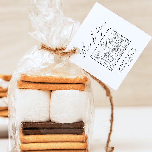 Étiquette de remerciement de mariage moderne croqu (Beach wedding favor tag)