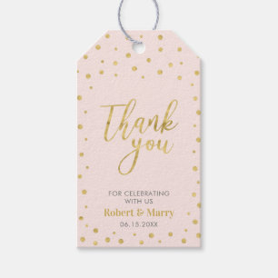 Étiquette de remerciement de mariage moderne or et
