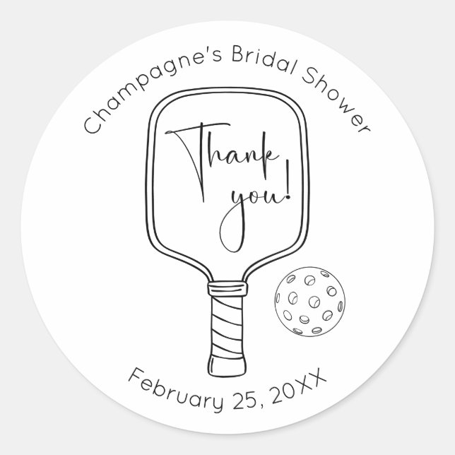 Étiquette de remerciement de mariage Pickleball à  (Devant)
