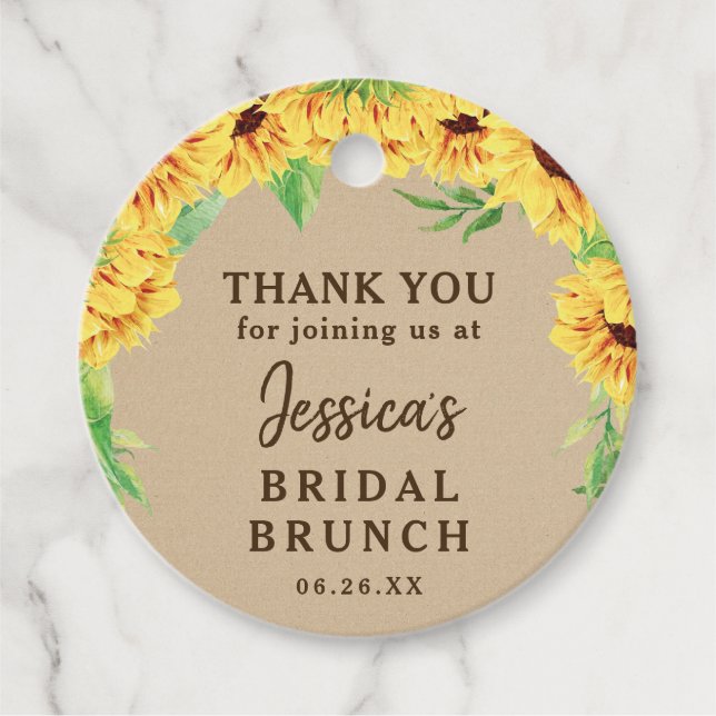 Étiquette de remerciement de mariage tournesol (Devant)
