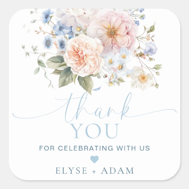 Étiquette de remerciement Fleur bleue Hargrove (Devant)