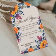 Étiquette de remerciement florale de style d'été