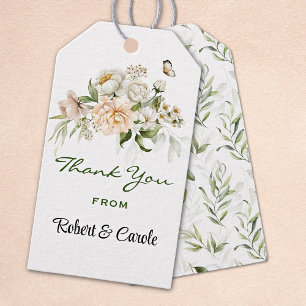 Étiquette de remerciement florale vintage Pivoines