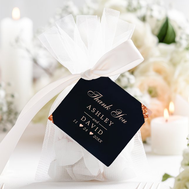 Étiquette de remerciement géométrique Navy Rose Co (Créateur téléchargé)