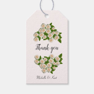 Étiquette de remerciement personnalisée Roses Blan