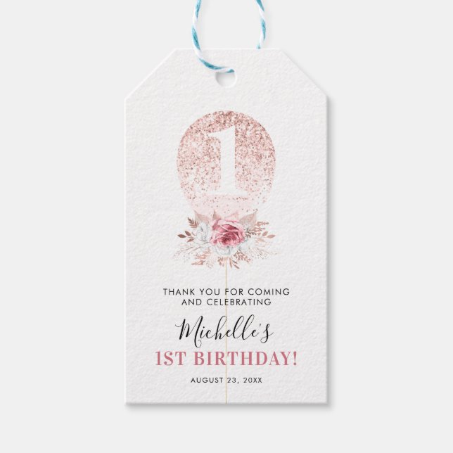 Étiquette de remerciement pour 1er anniversaire Ba (Devant)