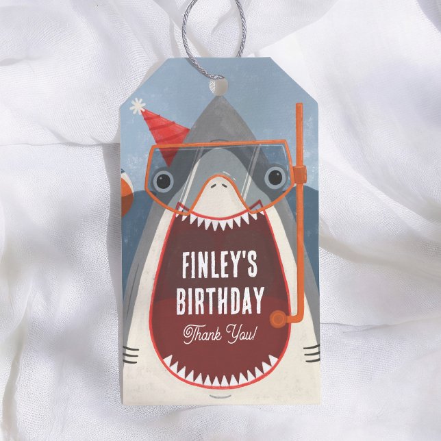 Étiquette de remerciement pour anniversaire Shark  (Créateur téléchargé)