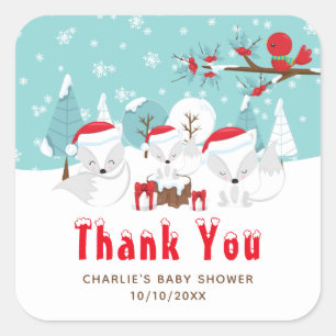 Étiquette de remerciement pour Baby Shower de Noël