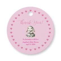Étiquette de remerciement pour Baby Shower Fille