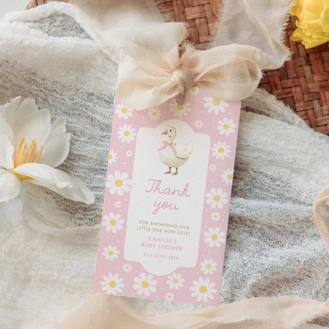 Étiquette de remerciement pour Baby Shower Oie Sil (Pink Silly Goose Thank you Favor Tag)