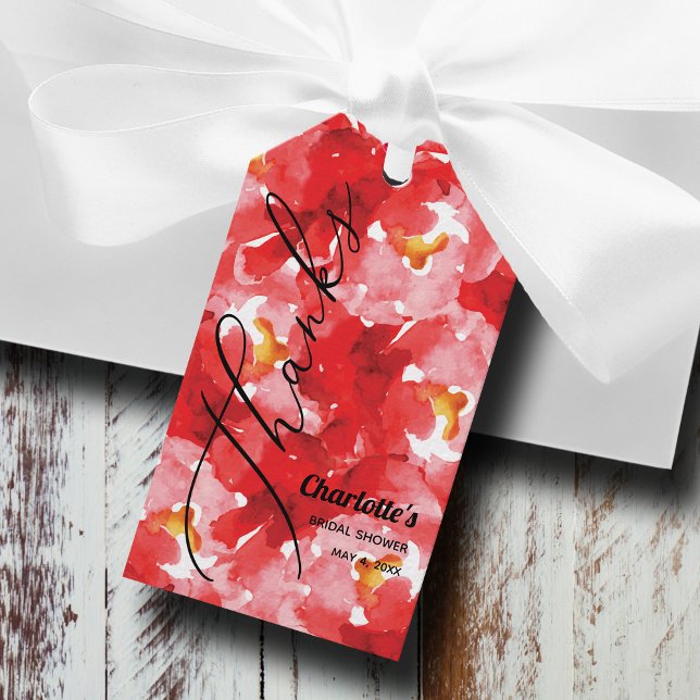 Étiquette de remerciement pour cadeau de Collage d (Red roses collage bridal shower personalized thank you favor gift tags)