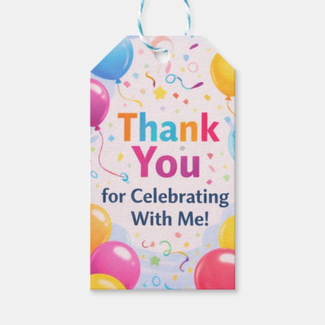 Étiquette de remerciement pour fête d'anniversaire (Devant)