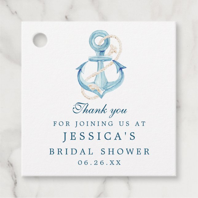 Étiquette de remerciement pour mariage marin (Devant)