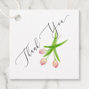 Étiquette de remerciement tulipe rose pour cadeau 