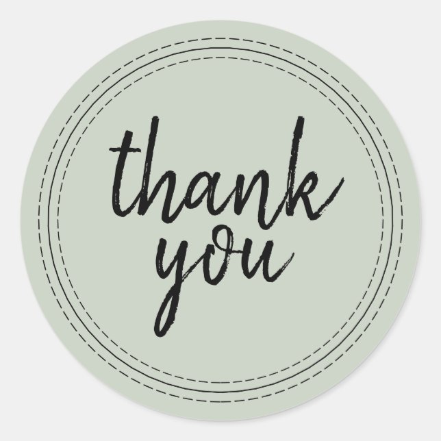 Étiquette de remerciement verte pastel Chic Script (Devant)
