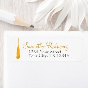Étiquette de remise des diplômes avec pompon jaune