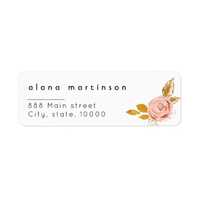 Étiquette de renvoi d'adresse de mariage florale e (Devant)