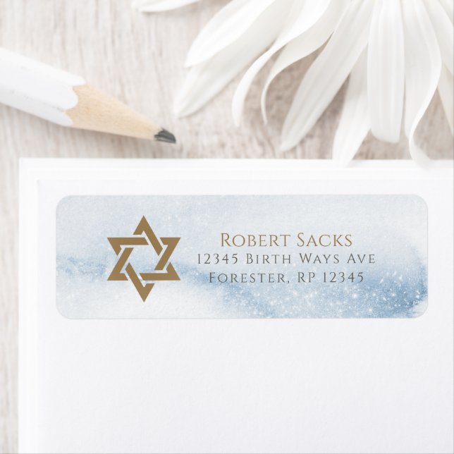 Étiquette de renvoi de Bar Mitzvah à l'aquarelle b (En situation)