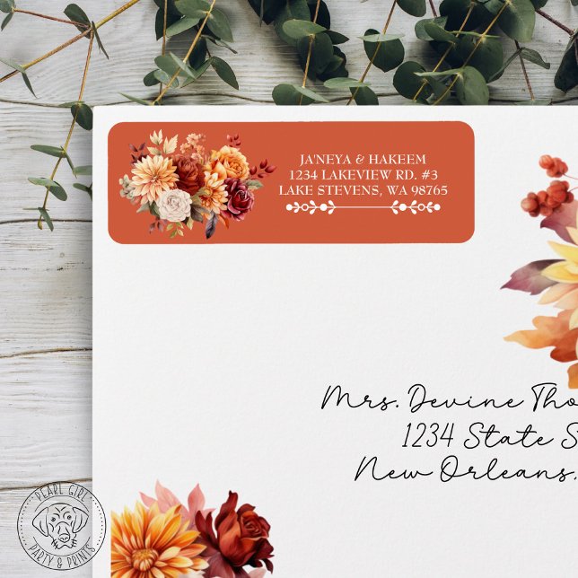 Étiquette de réponse d'adresse de mariage floral d (Créateur téléchargé)