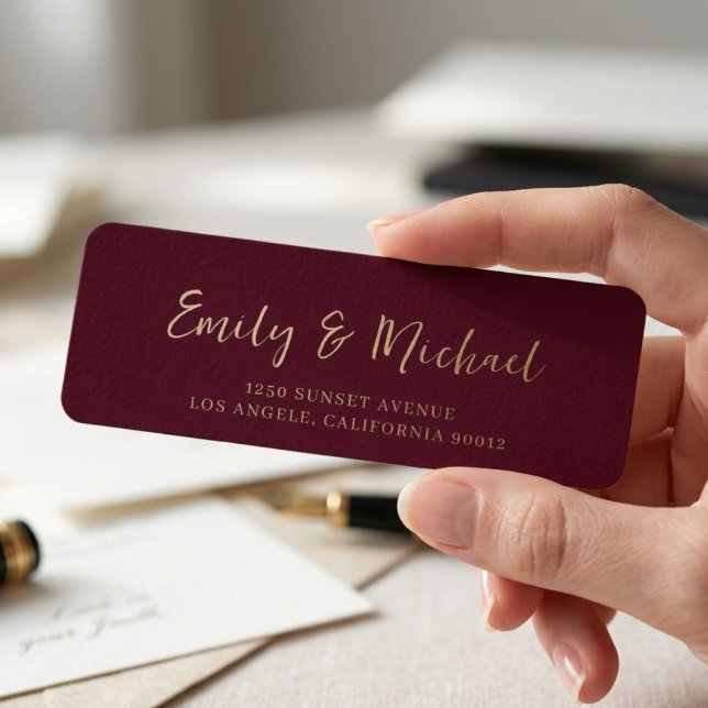 Étiquette de réponse de mariage élégante bordeaux (Créateur téléchargé)
