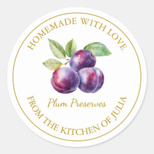 Étiquette de réserves de prune maison d'or Blanc