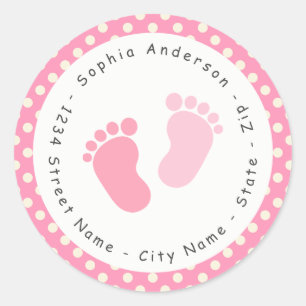 Étiquette de retour Baby shower d'empreinte rose