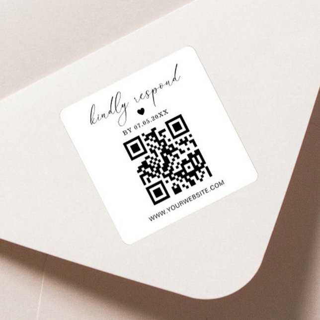 Étiquette de retour carré Code QR | Autocollant RS (Créateur téléchargé)