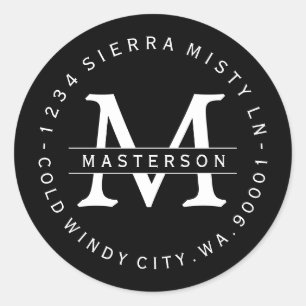 Étiquette de retour circulaire monographique BW pe