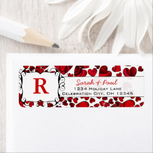 Étiquette de retour Coeurs rouges et Roses