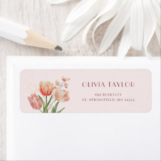 Étiquette de retour d'adresse à l'aquarelle floral