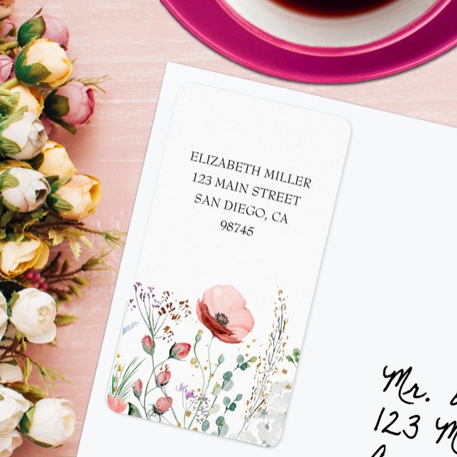 Étiquette de retour d'adresse aquarelle de fleurs  (Watercolor Wildflowers Return Address Labels)